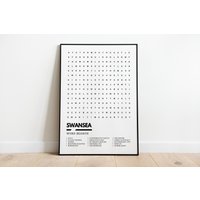 Swansea Wordsearch Art Wallart Print Poster A4 A3 | Murmelt Gower Bay City Dylan Thomas Morriston Wind St von UnderdogSearch