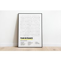 Tour De France Radfahren Kunst Poster Wordsearch Print A4 A3 | Radsport Gelb Trikot Champs Elysées Sprint Grand Depart & More von UnderdogSearch