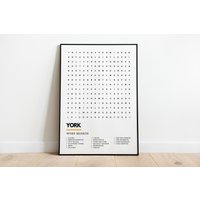 York Kunstdruck Wordsearch Poster A4 A3 Geschenk | Cliffords Tower Ebor Fulford Jorvik Shambles Minster von UnderdogSearch