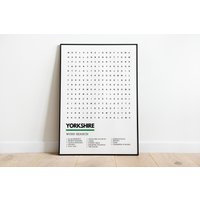 Yorkshire Kunstdruck Wordsearch Poster A4 A3 | Geschenk Pudding The Dales Leeds Rhabarber Dreieck von UnderdogSearch