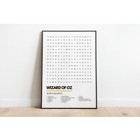 Zauberer Von Oz Poster Classic Movie Wordsearch Kunstdruck A4 A3 | Dorothy Yellow Brick Road Munchkins Lion Tinman Vogelscheuche von UnderdogSearch