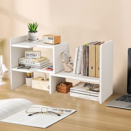 Undres Bücherregal,Desk Organizer,Schreibtisch Regal,Desktop-Bücherregal,Bücherregal aus Holz,Hergestellt aus hochwertiger MDF-Platte,für Schlafzimmer,Büro,Arbeitszimmer. (Weiß, Ohne Schublade) von Undres