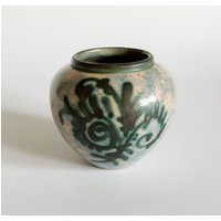 Kleine Vintage Artisian Keramik Vase Signiert Gabriel - Eventuell Fajans von UnePetitePuceMarket