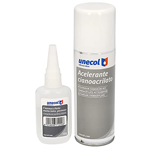 unecol 7156 – Kit accelerante + Ciano für porösen Materialien (200 ml + 50 ml, transparent von Unecol