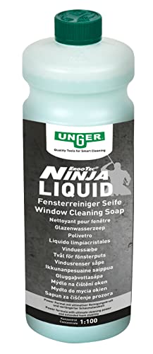 UNGER Power Liquid Reinigungskonzentrat (Glasreiniger 1 Liter, Mischverhältnis 1:100, streifenfreie Reinigung) FR10S von Unger