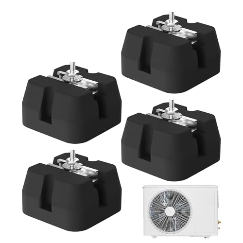 Air Conditioner Pad, Heavy-Duty Base Mount Bracket, 4-Piece Anti-Vibration Support Mats, Perfect for 9000-60000 BTU Split Systems and Outdoor Ac Unit Stability, 15x15x8.5cm Black von Ungtyb