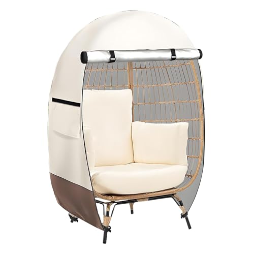 Egg Chair Cover, Waterproof Outdoor Wicker Basketball Chair Protector Zipper Closure, Heavy-Duty All-Weather Furniture Cover, for Backyard, Beach House, Urban Patio, Hotel Lounge Use, 140cm Black von Ungtyb