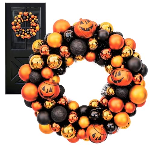 Halloween-, Bunte Kugeln, -, Halloween-Kugelkranz zum Dekorieren Ihrer Tür oder Wand mit einem lebendigen und festlichen Halloween-Themenkranz (1 Stück) von Ungtyb