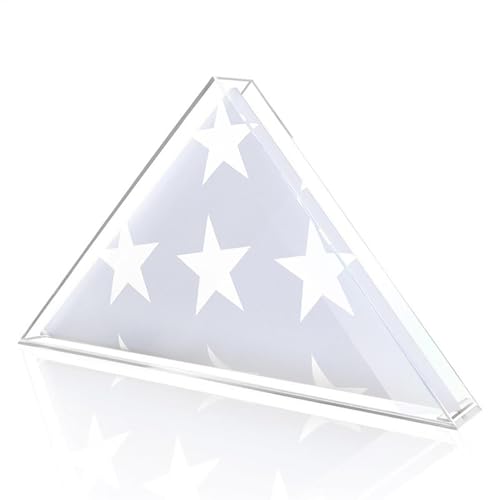 Ungtyb Acrylic Flag Display Box, Triangle Memorial Case, Clear Dustproof Protective Cover, Sturdy Veteran Flag Holder, Elegant Display for Folded Flags, Home and Workplace Decor von Ungtyb