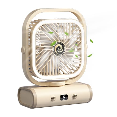 Ungtyb Desk Fan, Portable Air Cooler, Quiet Tabletop Bedside Fan, 5 Speed Adjustable Battery Operated with Night Light for Travel Bedroom Wall Mount Offices, 9.47x7.09x3.8 Inches von Ungtyb
