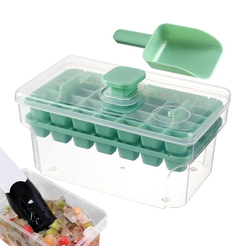 Ungtyb Eiswürfelschalen für Gefrierschrank mit Deckel und Behälter, Eiswürfelbox | Druckart Eiswürfelschale - Eiswürfelschale - Eiswürfelschale, Tablett von Ungtyb