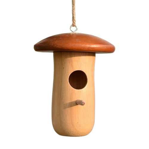 Ungtyb Hummingbird Houses for Nesting, Wooden Mushroom-Design Shelter, Hangable Chickadee Box with Pet-Friendly Entrance for Outdoor Garden Courtyard Balcony Yard Use 5.12x3.94x3.94in von Ungtyb