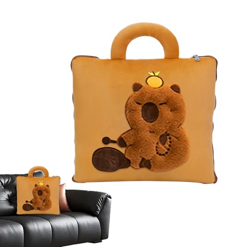 Ungtyb Reisedecke und - Capybara 2-in-1 Nickerchen-Set für Flugzeug-Komfort | Weicher Stoff mit Kopfstütze, leichtes kompaktes Design für Kinder Erwachsene für Kinder ab ca von Ungtyb