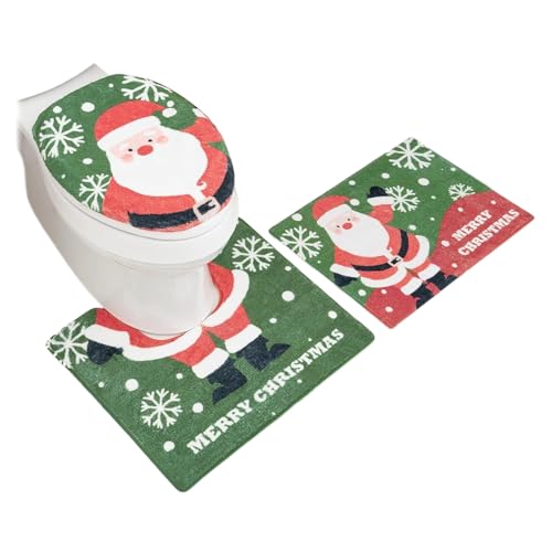 Ungtyb WC-Sitz Weihnachten | Toilettendeckel Badematten | saugfähige Antirutschmatte für Winterpartys von Ungtyb