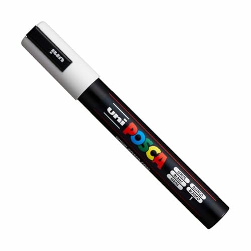 Uni Posca PC5M Filzstift M-Spitze 1,8 - 2,5 mm Strichbreite 12 Stück weiß von uni-ball