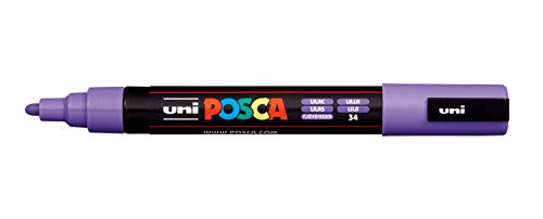 POSCA 182537 - POSCA Marker mit mittelfeiner Rundspitze, PC 5M, lila, 1 Stück von uni-ball