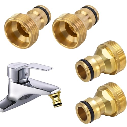 Uni-Fine 4 Stück 3/4 Zoll Universal Wasserhahn Anschlüsse Messing Male Wasserhahn Anschluss Wasserhahn Adapter Haushalt Anschluss für Mischpult Rohr Adapter von Uni-Fine Shop