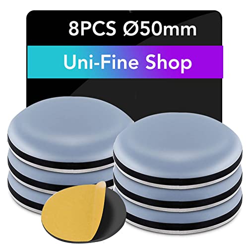 Uni-Fine Teflon-Möbelgleiter, Möbelgleiter, PTFE-Gleiter für Teflon-Möbel, selbstklebend, Möbelgleiter für Stuhl, Sofa, Büro und Tisch, rund, 50 mm, 8 Stück von Uni-Fine Shop