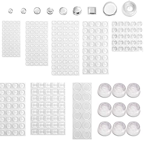 Uni-Fine 9 Größen Gummipuffer Transparent Schutzpuffer Elastikpuffer Selbstklebende Turstopper Wand Gumminoppen Anschlagpuffer für Schränke, Möbel, Lautsprecher, Elektrogeräte (351 Stück) von Uni-Fine Shop