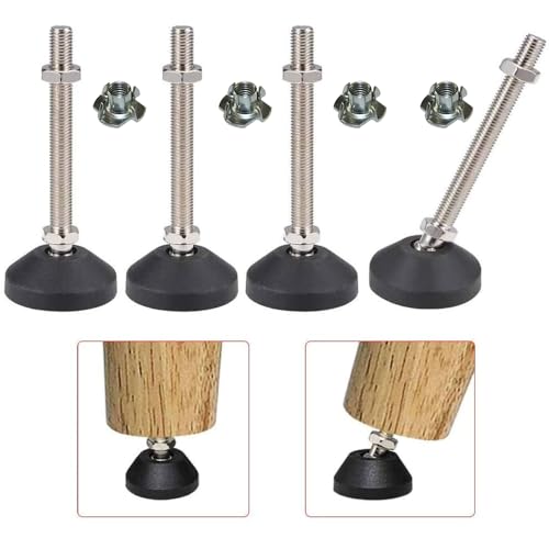 Uni-Fine M8 x 100MM Ø50mm Stellfuß Einstellschraube, Möbelfuß Sockelfuß Kann 450KG Tragen Verstellbare Füße Stellschraube Stellteller Stellfuß Maximal 15 ° Neigung von Uni-Fine Shop