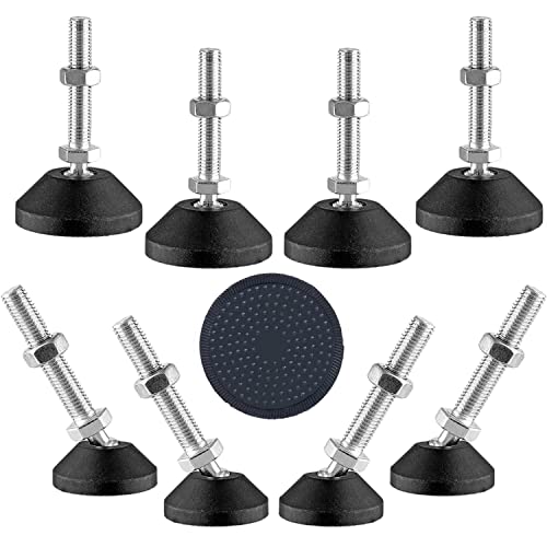 Uni-Fine Shop 8 Stück M10×50mm Regulierschraube Stellschraube Kann 500 kg standhalten, 15 ° Geneigt, Höhenverstellbar Stellfüße Verstellfüße mit Kugelgelenk für Tischbeine, Stuhlbeine, Möbelbeine von Uni-Fine Shop