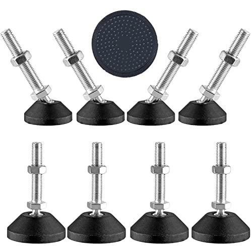 Uni-Fine Shop 8 Stück Regulierschraube M8×50mm Stellschraube Kann 450 kg standhalten, 15 ° Geneigt, Höhenverstellbar Stellfüße Verstellfüße mit Kugelgelenk für Tischbeine, Stuhlbeine, Möbelbeine von Uni-Fine Shop