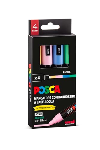 Uni Mitsubishi 94336 Etui 4 Markierungen Pc5M, verschiedene Farben, Spitze 1,8-2,5 mm, Pastel von POSCA