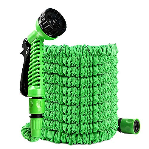 Uni-Wert Flexibler Gartenschlauch 50FT/15m Flexischlauch Wasserschlauch Dehnbar Erweiterungs Gartenschläuche Brause Düse mit 7 Funktionen Druckfest Schlauch für Bewässerung Gartenarbeit Autowäsche von Uni-Wert