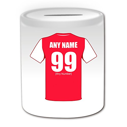 Personalised Gift - Arsenal Money Box (Football Club Design Theme, White) - Any Name / Message on Your Unique - The Gunners by UniGift von Uni-gift