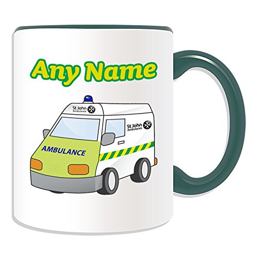 Personalised Gift - St John Ambulance Mug (Transport Design Theme, Colour Options) - Any Name / Message on Your Unique - NHS Van Vehicle Hospital St John Red Cross Paramedic Emergency Services 999 Driver Automobile by UniGift von Uni-gift