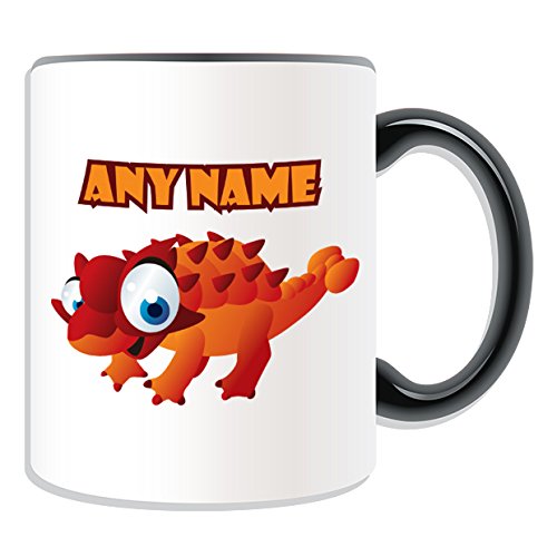 Personalisiertes Geschenk – Ankylosaurus Tasse (Dinosaurier Design Thema, Farbe Optionen) – alle Nachricht/Name auf Ihre einzigartige Tasse – Tank, keramik, schwarz von Uni-gift