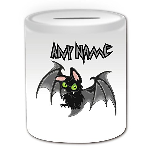 Personalisiertes Geschenk – Fledermaus Vampir Spardose (Scary Design Thema, weiß) – alle Nachricht/Name auf Ihre einzigartige – Wing von Uni-gift