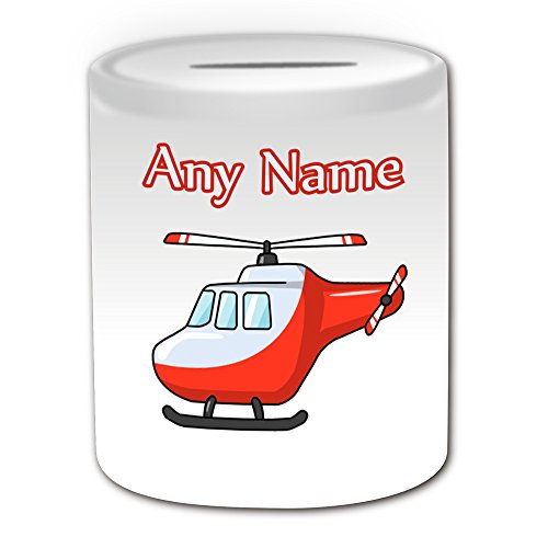 Personalisiertes Geschenk – Hubschrauber Spardose (Design Thema, weiß) – Für jede Nachricht/Name auf Ihrem Einzigartig – Blue Sky Aircraft hubschraubertypen Copter Flight Aviator Pilot von Uni-gift