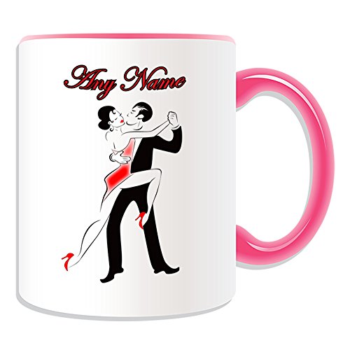 Personalisiertes Geschenk – Tango Tasse (Dance Design Thema, Farbe Optionen) – alle Nachricht/Name auf Ihre einzigartige – Tänzerin Foxtrott Walzer Ballsaal, keramik, Pink von Uni-gift