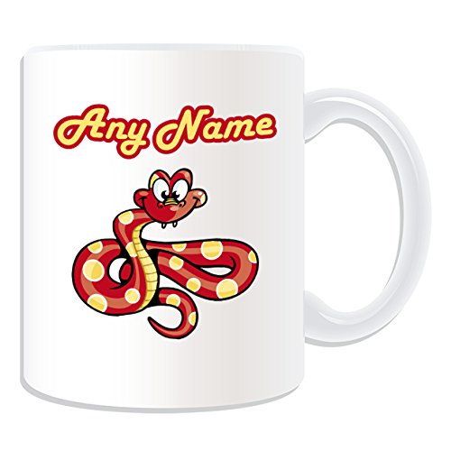 Uni-gift Personalisiertes Geschenk – Rot Schlange Tasse (Animal Design Thema, weiß) – alle Nachricht/Name auf Ihre einzigartige Tasse von Uni-gift