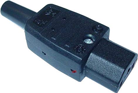 Kaltgerätekupplung schwarz, VDE, Gerätestecker. 250V/10A, Zugentlastung D87 von Uni