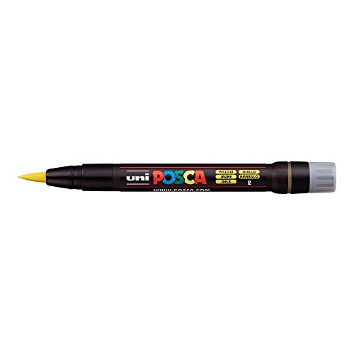 Uni Posca Pinselstift PCF - 350, für Glasmalerei, Strichstärke 8 mm, Gelb von uni-ball