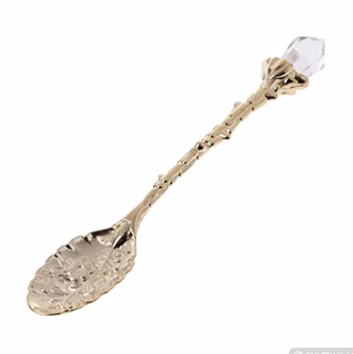 wjq&linyuzi Crystal Head Spoon Dining Bar Mini Coffee Spoon Flatware Dessert Tea Spoon Vintage Royal Style Alloy CarvedKitchen Accessories (gold), 12*2*1CM von UniBond