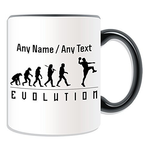 UNIGIFT Personalisiertes Geschenk – Handball-Tasse (Evolution-Design-Farbe), jede Namensbotschaft auf einzigartigem – Teamspieler-Umriss, Kontur, Olympisches Spiel, Sportball von UNIGIFT