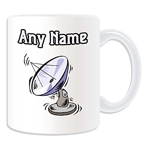 Personalisiertes Geschenk – Satellite Schale, Tasse (Military Design Thema, weiß) – alle Nachricht Name auf Ihre einzigartige – Armee Streitkräfte Soldaten Weltkrieg Waffe Schlacht Communications von UNIGIFT