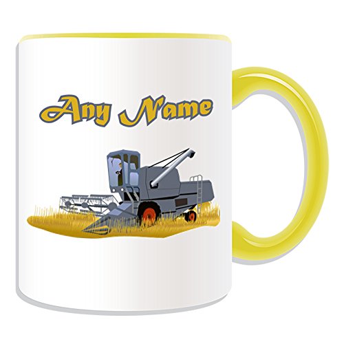 UNIGIFT Mähdrescher-Tasse (Transport-Design, Farboptionen) – jeder Name/Nachricht auf Ihrem einzigartigen – Bauernhof-Traktor-Fahrzeug, Auto, ernten, Dreschen, Gewinnen von UNIGIFT