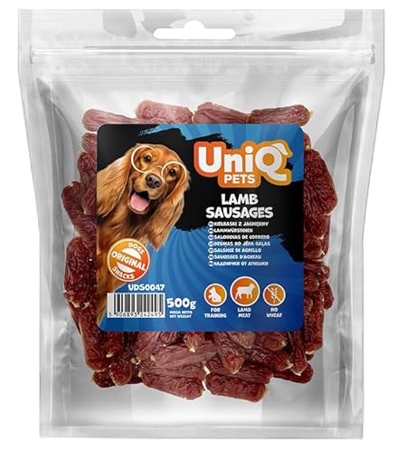 UNIQ PETS Hundeleckerli Lamm weiche Snacks getreidefrei hypoallergen für Hunde Training Welpen Leckerli 500 g Lammwürstchen von UniQ PETS