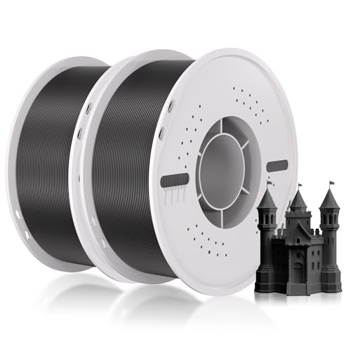 PLA Filament 1.75mm Maßgenauigkeit+/-0.03mm Einfaches Drucken Ordentlich Gewickelt 3D Drucker Filament Compatible with Bambu Lab/Anycubic/Creality All 3D Drucker-2kg Spool (4.4lbs)-2 PCS Schwarz von UniTak3D