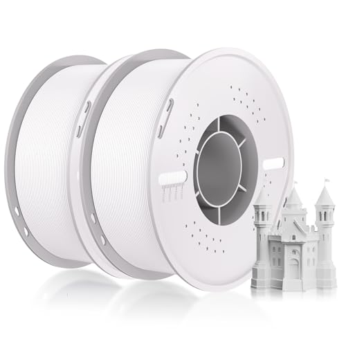 PLA Filament 1.75mm Maßgenauigkeit+/-0.03mm Einfaches Drucken Ordentlich Gewickelt 3D Drucker Filament Compatible with Bambu Lab/Anycubic/Creality All 3D Drucker-2kg Spool (4.4lbs)-2 PCS Weiß von UniTak3D