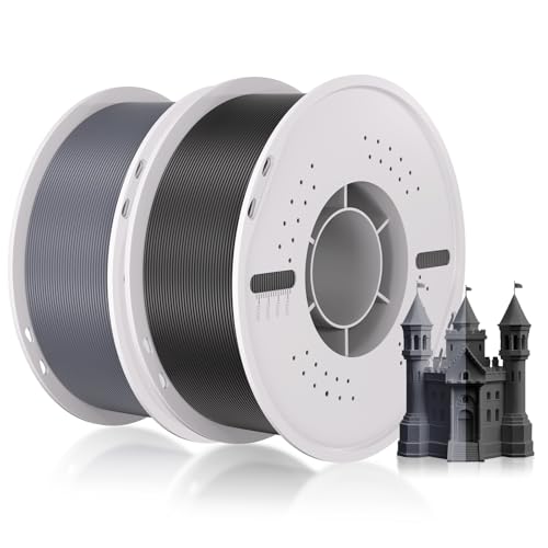 PLA Filament 1.75mm Maßgenauigkeit+/-0.03mm Einfaches Drucken Ordentlich Gewickelt 3D Drucker Filament Compatible with Bambu Lab/Anycubic/Creality All 3D Drucker-2kg Spool (4.4lbs)-Black+Grey von UniTak3D