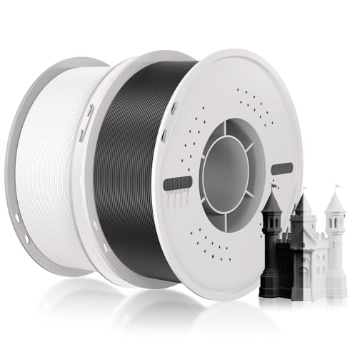 PLA Filament 1.75mm Maßgenauigkeit+/-0.03mm Einfaches Drucken Ordentlich Gewickelt 3D Drucker Filament Compatible with Bambu Lab/Anycubic/Creality All 3D Drucker-2kg Spool (4.4lbs)-Black+White von UniTak3D