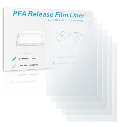 5PCS Saturn 4 Ultra PFA Release Liner Film 273x176mm Compatible with Elegoo Saturn 2/3/4/4 Ultra/4 Ultra 16K Resin 3D Druckern, 0.127mm Thickness, Hohe Lichtdurchlässigkeit & Hohe Druckgeschwindigkeit von UniTak3D