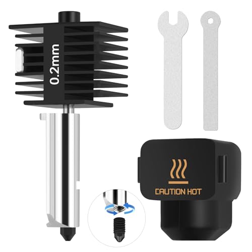 A1 Mini High Temp Hotend 0.2mm mit Groove and Wrenches Gehärtete Stahldüse+Chrome Plated Brass Heizblock mit Silikonsocke Integrierte Struktur Compatible with Bambu Lab A1&A1 Mini 3D Drucker von UniTak3D