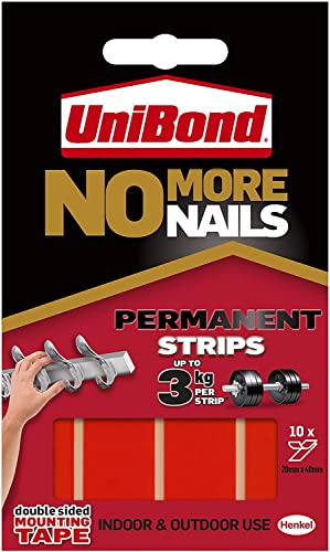 Unibond No More Nails Klebestreifen ultra stark Kapazität 2,75 kg permanent 10 Stück durchscheinend von Unibond