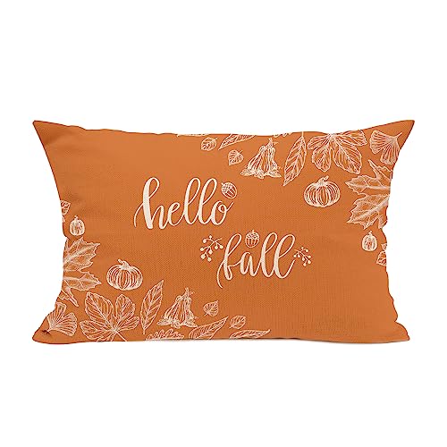 Unibyby Fall Pillow Covers 12x20, Hello Fall Throw Pillow Cover, Farmhouse Fall Lumbar Pillow, Outdoor Pumpkin Maple Fall Pillow Cases, Decorative Autumn Thanksgiving Harvest Couch Pillow Covers von Unibyby